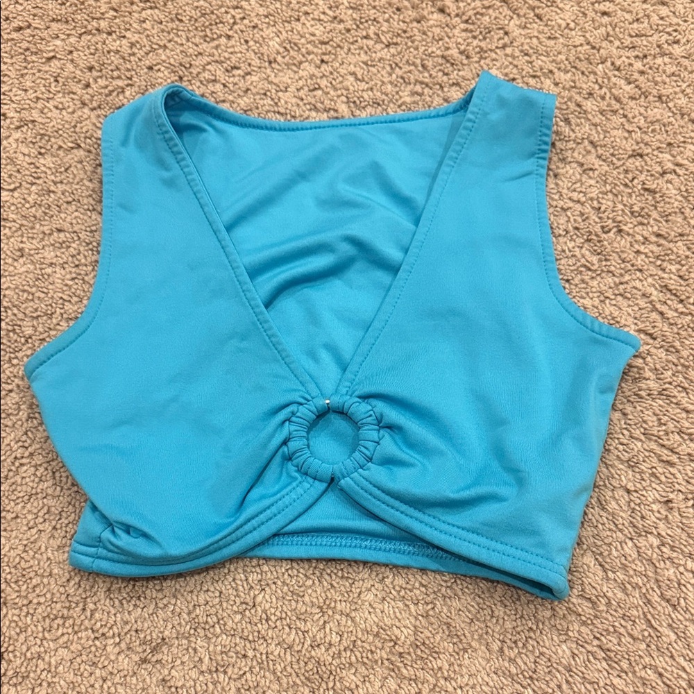 Blue Sleeveless Crop Top